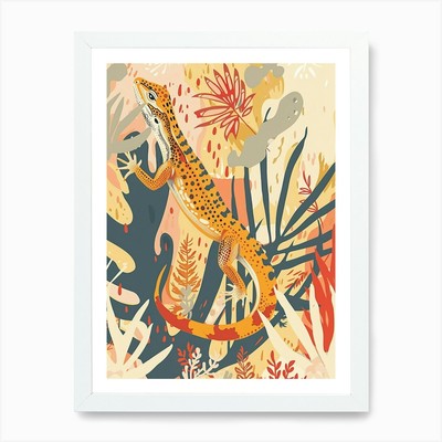 Moderne bunte Eidechse abstrakt Il gerahmtes Wandbild Poster Leinwanddruck Bild