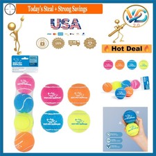 Pet Toy Pack 4 Medium Squeaky Tennis Balls for Dogs All Sizes
