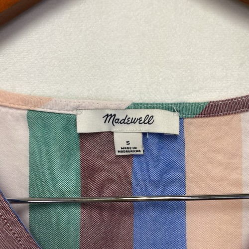 Madewell Novel Corbata Frontal Cuello en V Cubierta Botón Top Flagstaff Rayas Mujeres Pequeño - Imagen 3 de 11