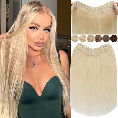 Thick Real Remy Hairpiece Clip In 100% Human Hair Extensions Full Head One Piece