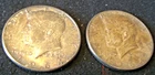 Two 1964 Kennedy Half Dollars 90% Silver US 50 Cent Coins