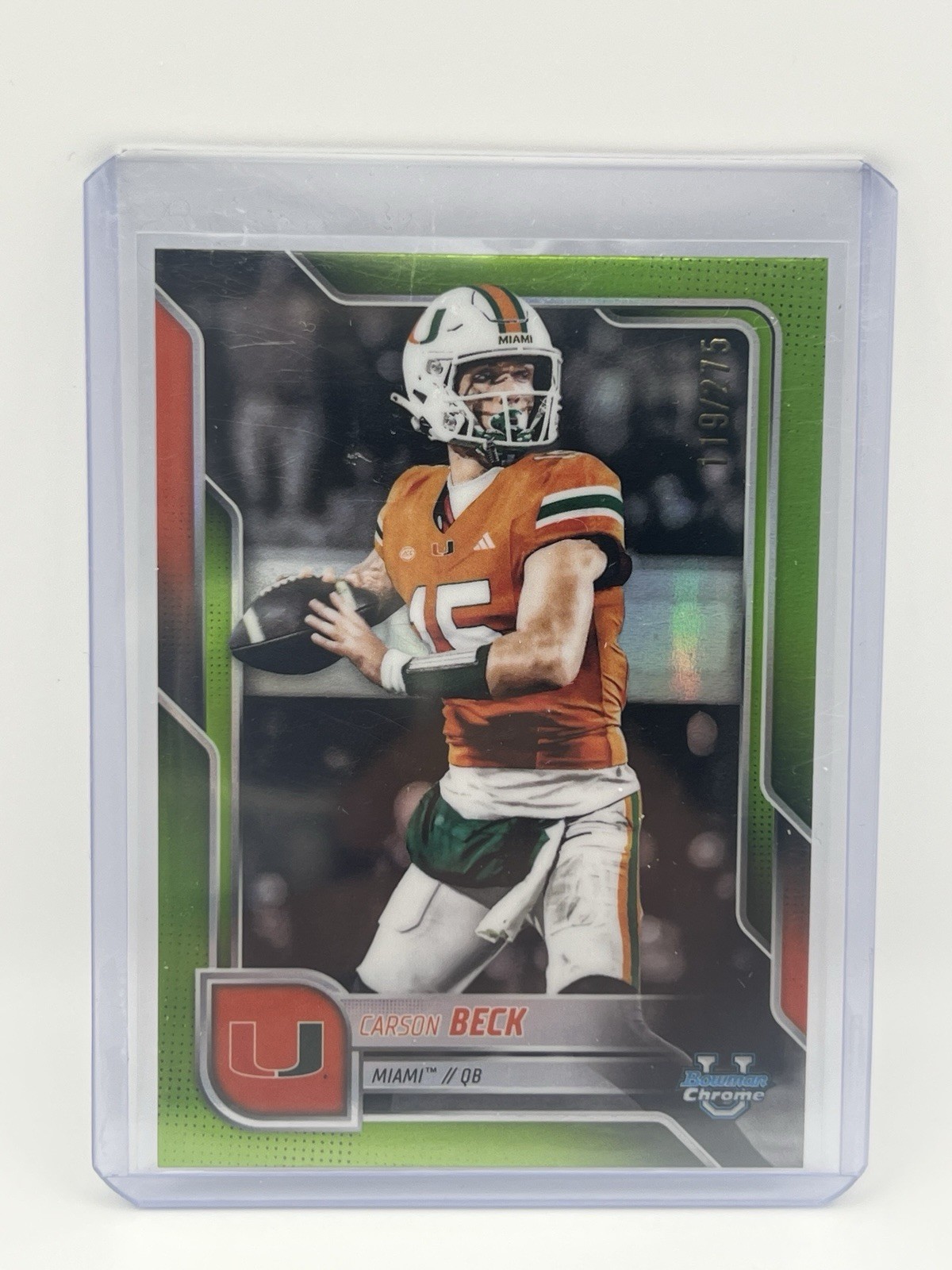 2025 Bowman U Chrome - Carson Beck #138 Lime Green Refractor 119/275 (RC)