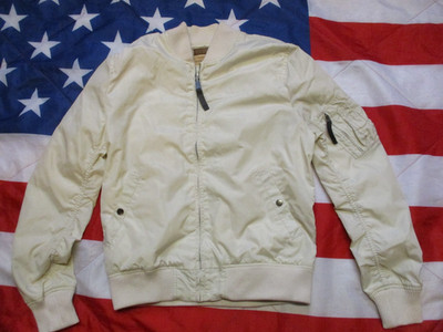 original ALPHA INDUSTRIES USA MA1 SUMMER Bomber Pilot JACKE MANTEL weiß LARGE
