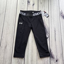 Under Armour Girls HeatGear Armour Capri Leggings Black Size Youth XL