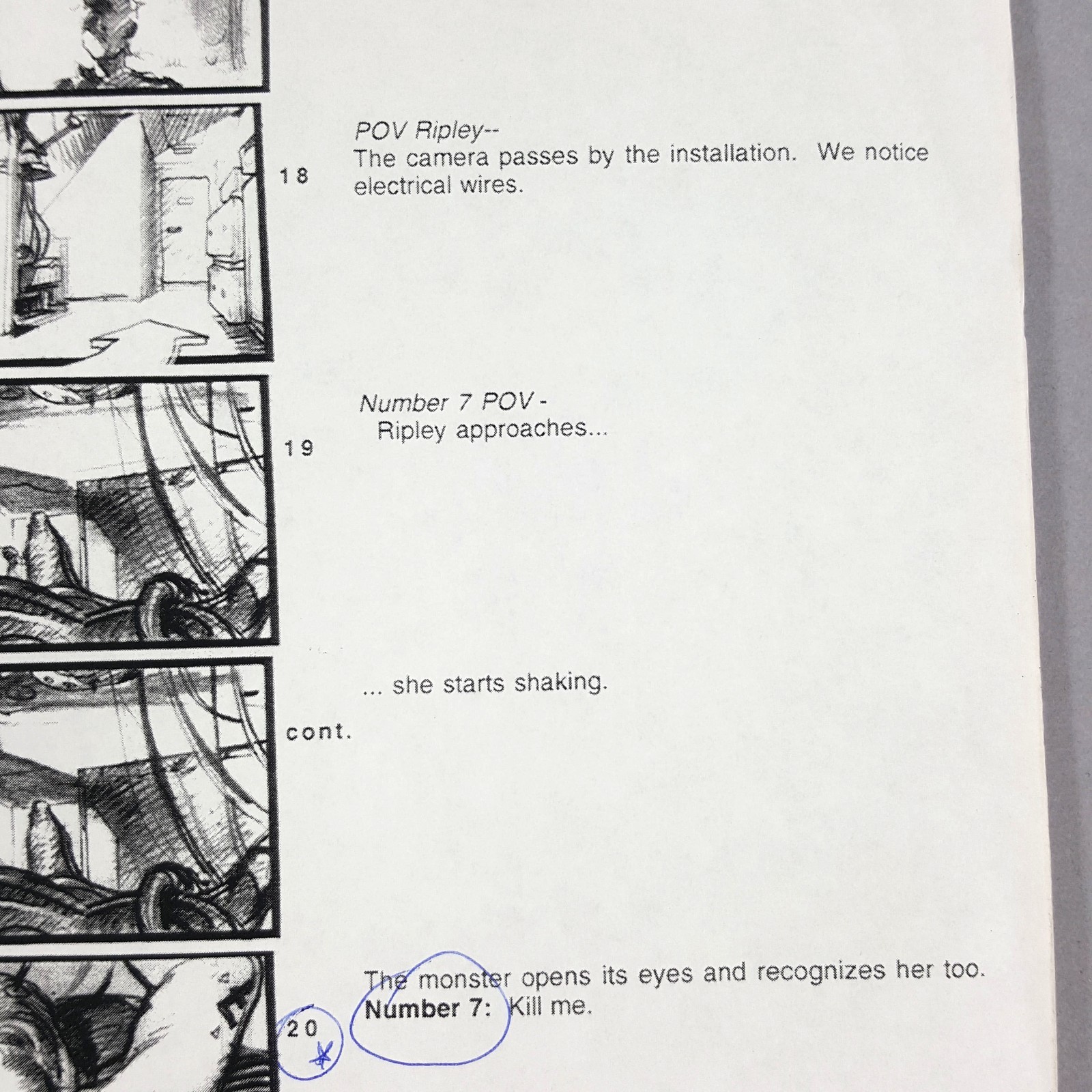 Image 10 of Alien: Resurrection - Production Used Storyboard, Ripley Cloning Area, Hand Note