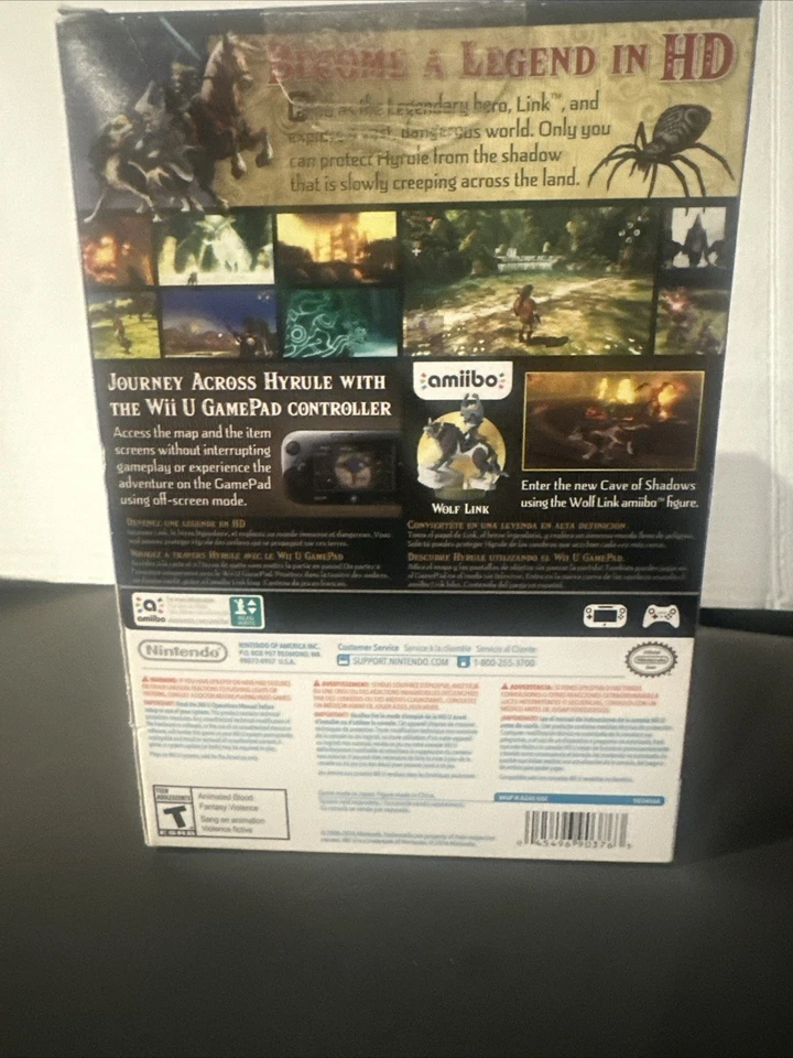 Zelda Twilight Princess 高清 Wii U 带 Wolf Link Amiibo 全新未拆封 — 第 3/4 张图片