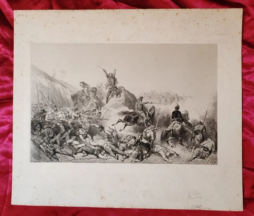 GARIBALDI BATTLE CALATAFIMI LITHOGRAPH G. DORE