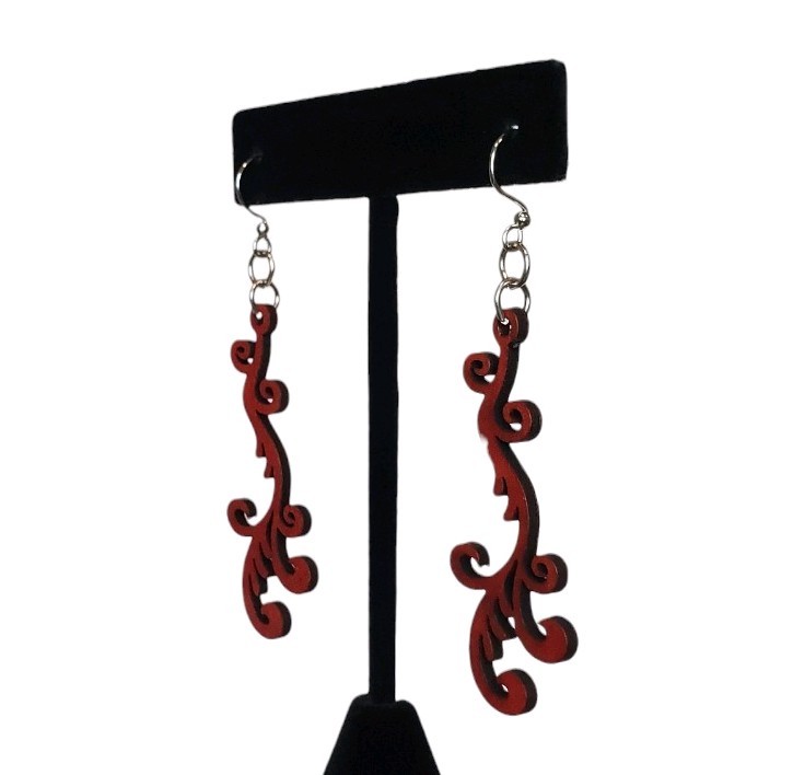 Estate Unsigned Red Falling Vine Lightweight Lase… - image 8