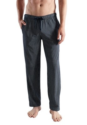 CECEBA Lange Hose Herren Schlafhose Pyjamahose Sofahose Nacht blau Baumwolle