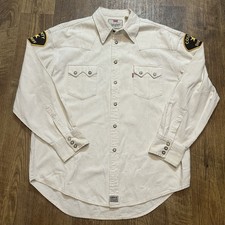 Levi's Sawtooth Shirt XL Herringbone Vintage Hex Snaps Pearl Ivory Rare
