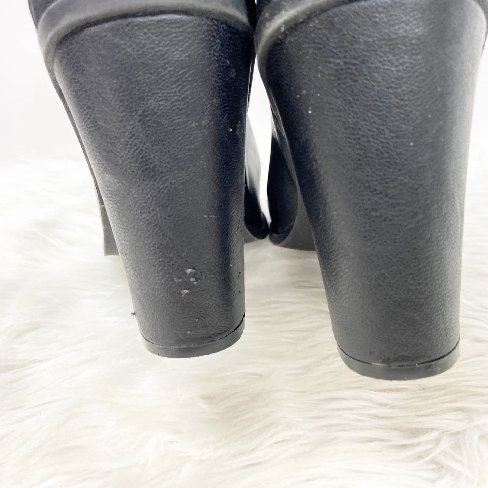 Wild Diva 10 Womens Black Faux Leather Heeled Boots - Image 4 of 4