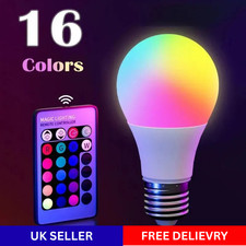 LED RGB Colorful Changing Light Bulb Dimmable Bulbs with Remote Control UK