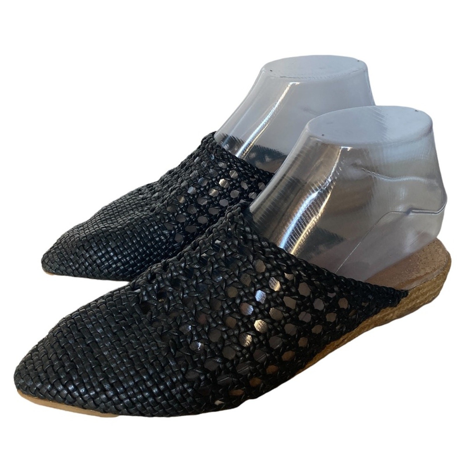 SAOLA Mules neri in tessuto taglia EU 37 ballerine a punta suola in pelle