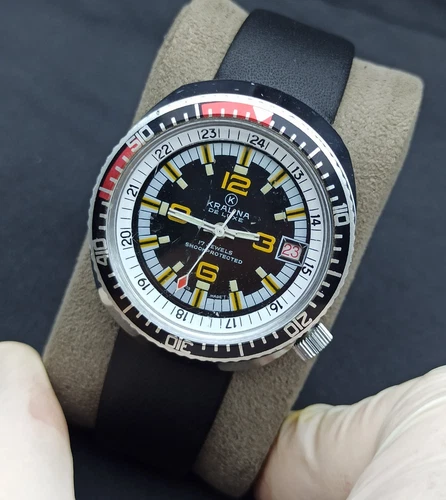 Vintage Kralina De Luxe 17 Jewels Mechanical Swiss Made 1970s Diver Men Watch