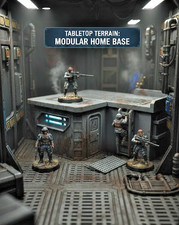 Base modulare industriale fantascientifica 28mm o 32mm con scala di accesso e recinzione da tetto