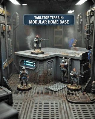 28mm or 32mm Sci-Fi Industrial Modular Base with Access Ladder and Rooftop Fence