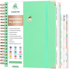 Clever Fox Wedding Planner Book  Organizer Binder Book, Mint Green