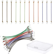 Small Bungee Cords with Hooks 12 Pieces, Mini Bungee Cord Hooks Adjustable Bunge