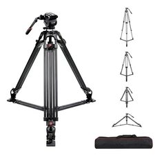 GVM 67" Video Tripod with Adjustable Damping Fluid Head, Metal Heavy Duty Dua...