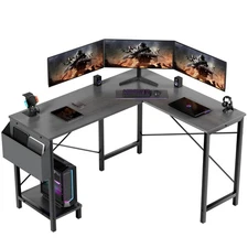 50" L Shaped Gaming Desk with Reversible Corner Home Office Computer Desk Grey