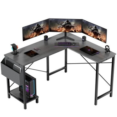 50'' L Shaped Gaming Desk with Reversible Corner Home Office Computer Desk Grey