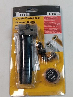 TITAN Double Flaring Tool, 45-Deg SAE, 3/16'' Steel/Nickel Tube 51535 Brake Line