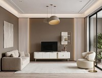 TV Lowboard Set Wandregal Modern Beige Edel Luxus Wohnzimmer Kommode