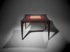 Dama Contemporary and Customizable Card Table with Inserted Chessboard
