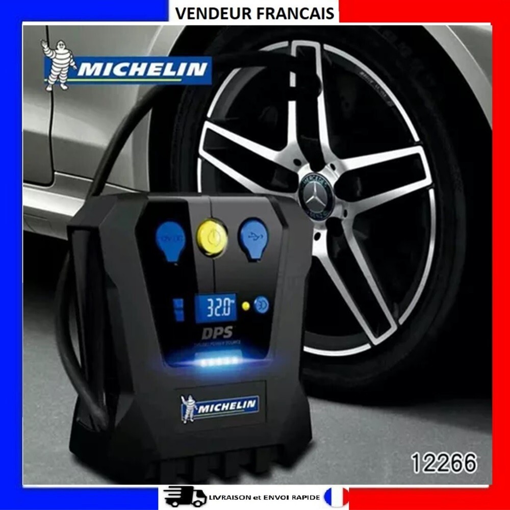 Compresseur portable Michelin 12V digital programmable avec lampe LED et USB