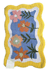 LARKSPUR LIVING YELLOW,BLUE FLORAL BATH,FLOOR POLYESTER MAT,HOOKED RUG-20"X32"