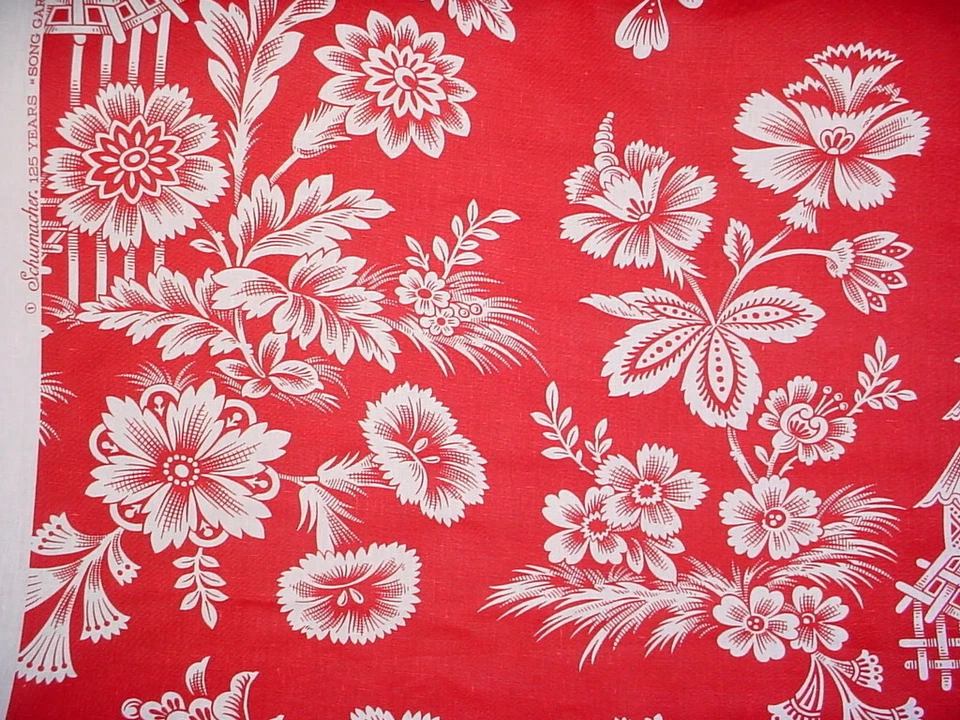 Tela de tapicería de lino pagoda laca de jardín canción 3-1/2 años F Schumacher 175752 Foto 3 de 4