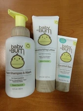 3 Pk: Baby Bum Shampoo & Wash + Moisturizing Lotion + Coconut Balm- 1 of ea-R1P1