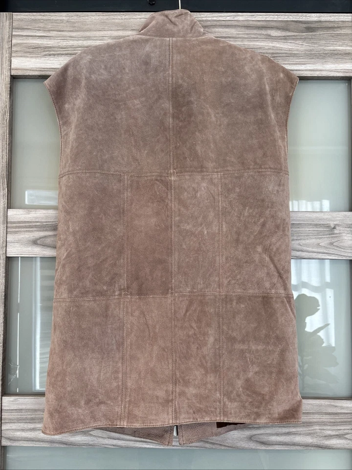 Worth Vintage 100% Leather Vest Tan Lined Zip Pockets Womens S Western Cowgirl - Image 3 of 4