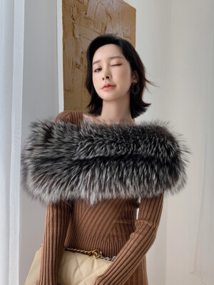 Women Real Fox Fur Scarf Shawl Wraps Neckerchief Winter Warm Cape Party Dinner