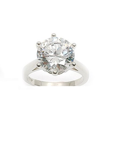 Bague Solitaire en Argent 925 avec Gros Diamant CZ 10 mm Taille 56 Dolly-Bijoux