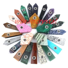 Natural Quartz Crystal Smoking Pipe Obelisk Point Rock Wand Reiki Healing Stone