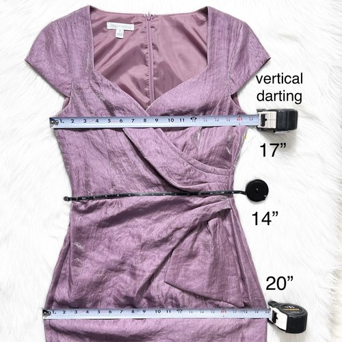 NWT London Times Shimmer Purple Side Drape Short Sleeve Sheath Cocktail Dress 8 - Picture 11 of 12