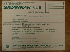Vintage FORD TRANSIT 90 Canterbury SAVANNAH MKII Mark II 2 Leaflet Moto CARAVAN