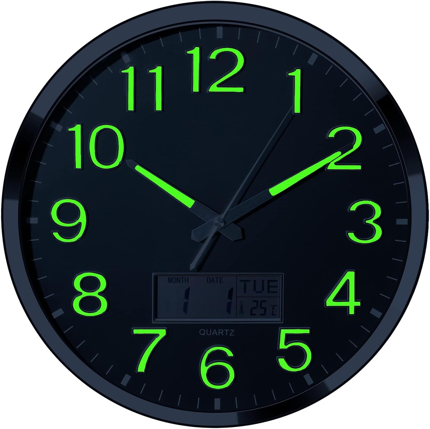 Plumeet Night Light Wall Clock, 14’’ Large Bedroom Wall Clocks with Glowing