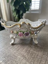 ANTIQUE VON SCHIERHOLZ  POCELAIN  CENTERPIECE FLORAL  BOWL  VINTAGE