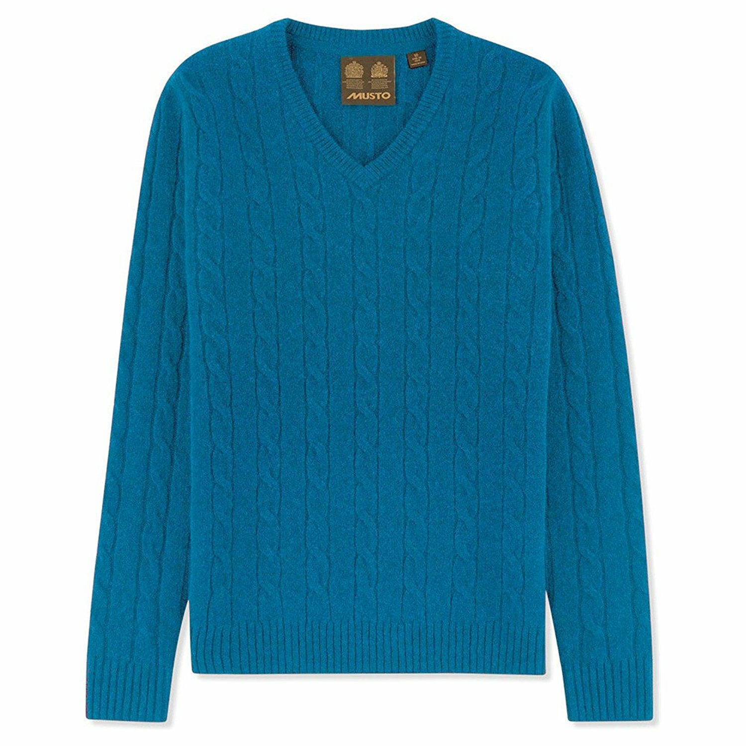 Ladies Musto Cable V Neck Jumper in 