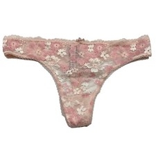 NWT VICTORIA'S SECRET Body By Victoria Thong Sz M-L-XL Pink Lace Floral
