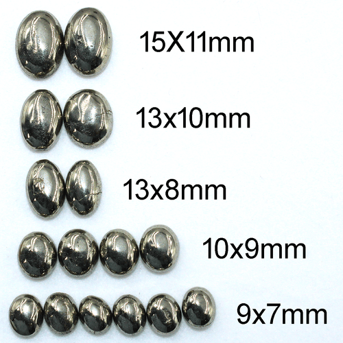 16 Pcs Natural Golden Pyrite 9x7mm To 15x11mm Oval Cabochon Calibrated Gemstones - Picture 2 of 12