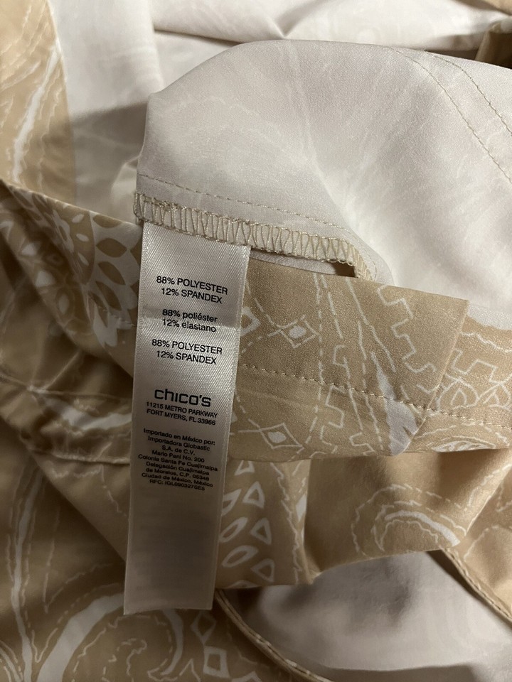 Chicos Zenergy 1 Top Beige Full Zip Drawstring Waist Collar Vest eBay