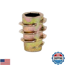 E-Z LOK Hex Threaded Inserts for Soft Wood, Zinc Alloy Flush Thread Insert 10