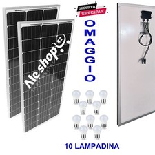 KIT FOTOVOLTAICO 2 KW PANNELLI 2 X 250W 500W CAMPER NAUTICA ACCUMULO PER BATT...