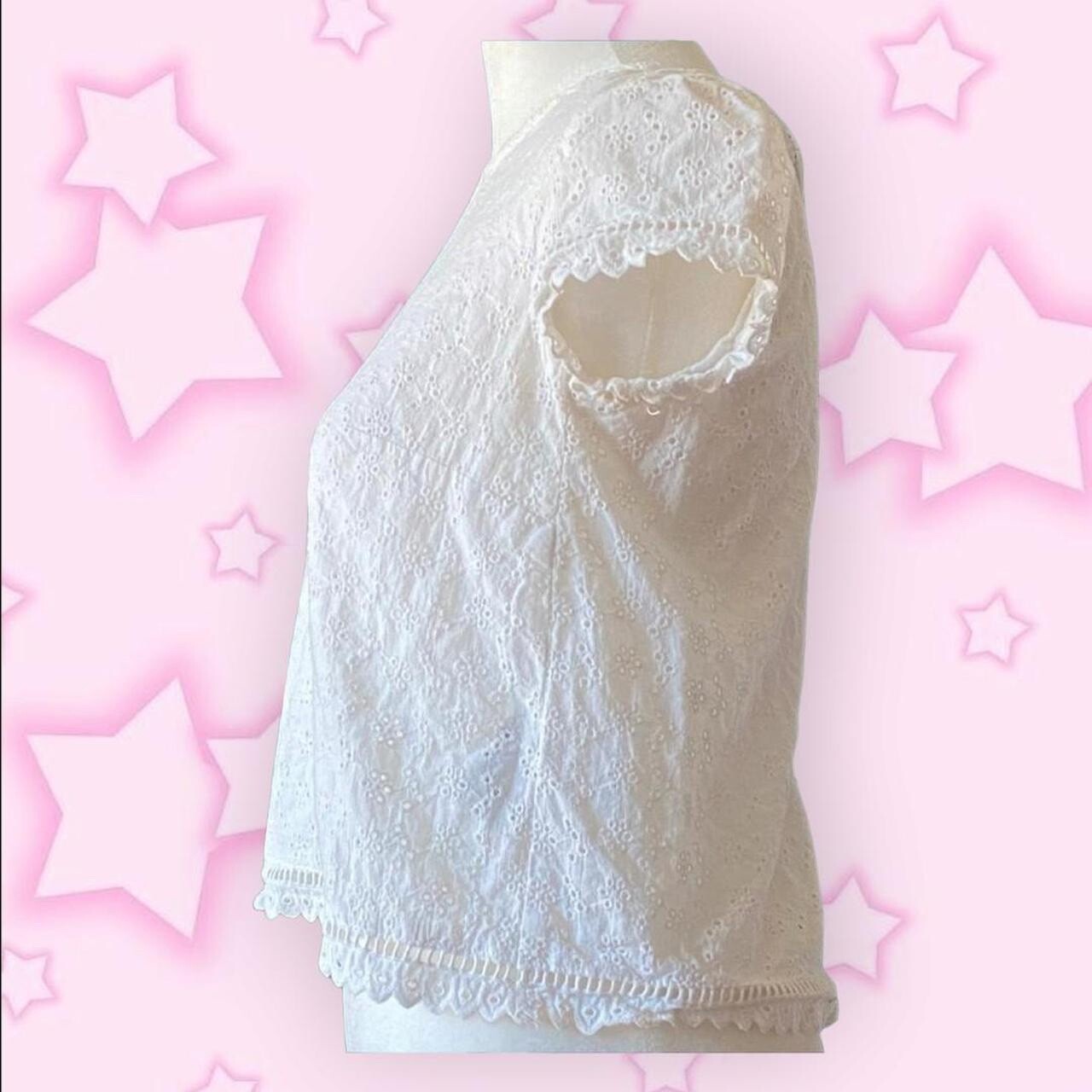 White Eyelet Button Back Shirt - image 2