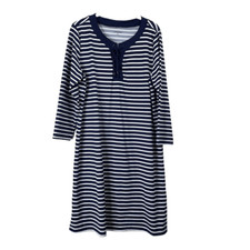 Landsend striped slinky dress Size L navy blue white