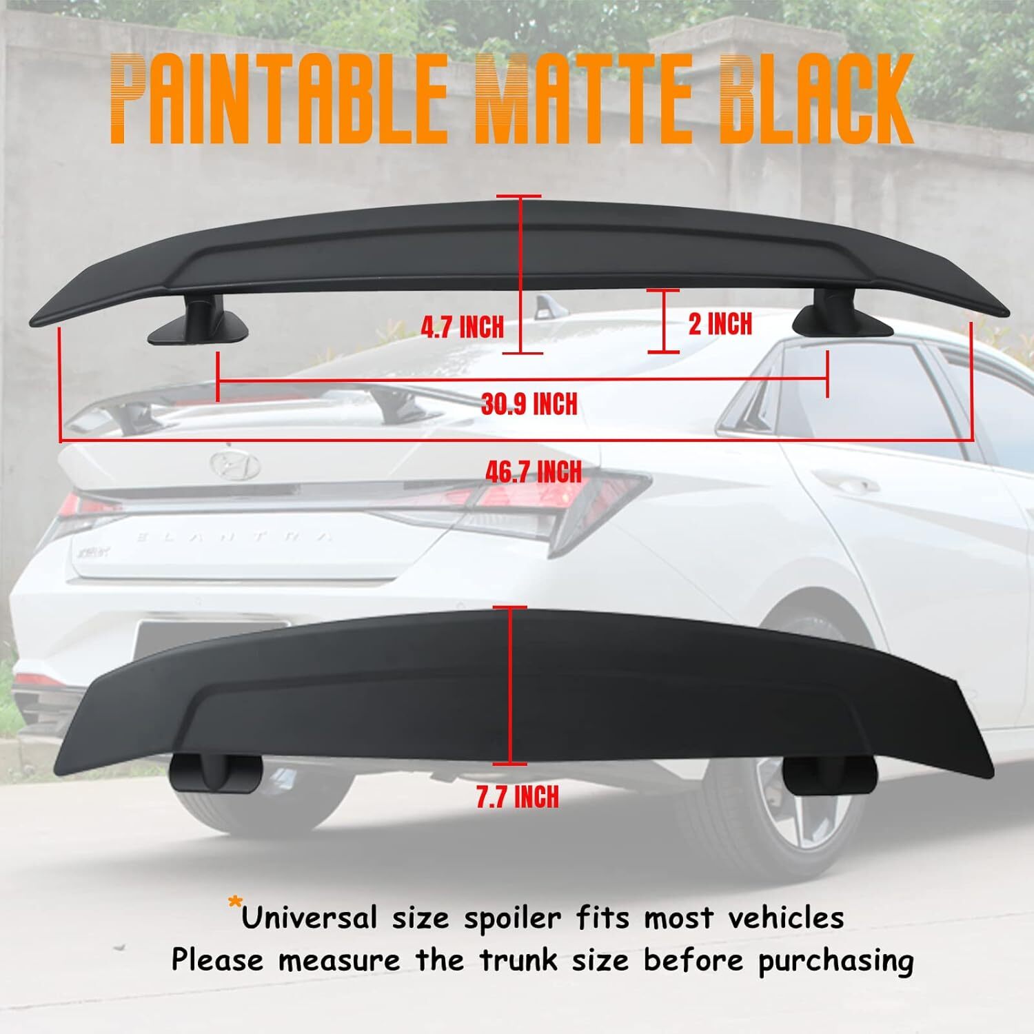 Matte Black 46" Rear Trunk Lip Spoiler Wing ABS For Maserati Ghibli GranTurismo