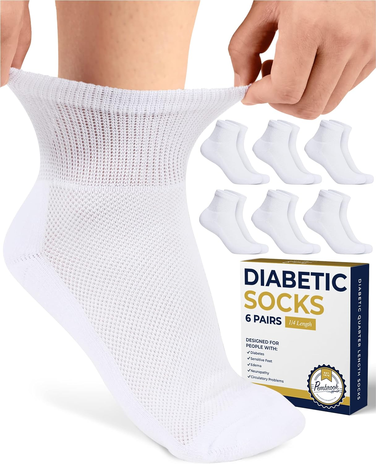 Pembrook Diabetic Ankle Socks 6 Pairs Wide Fit eBay